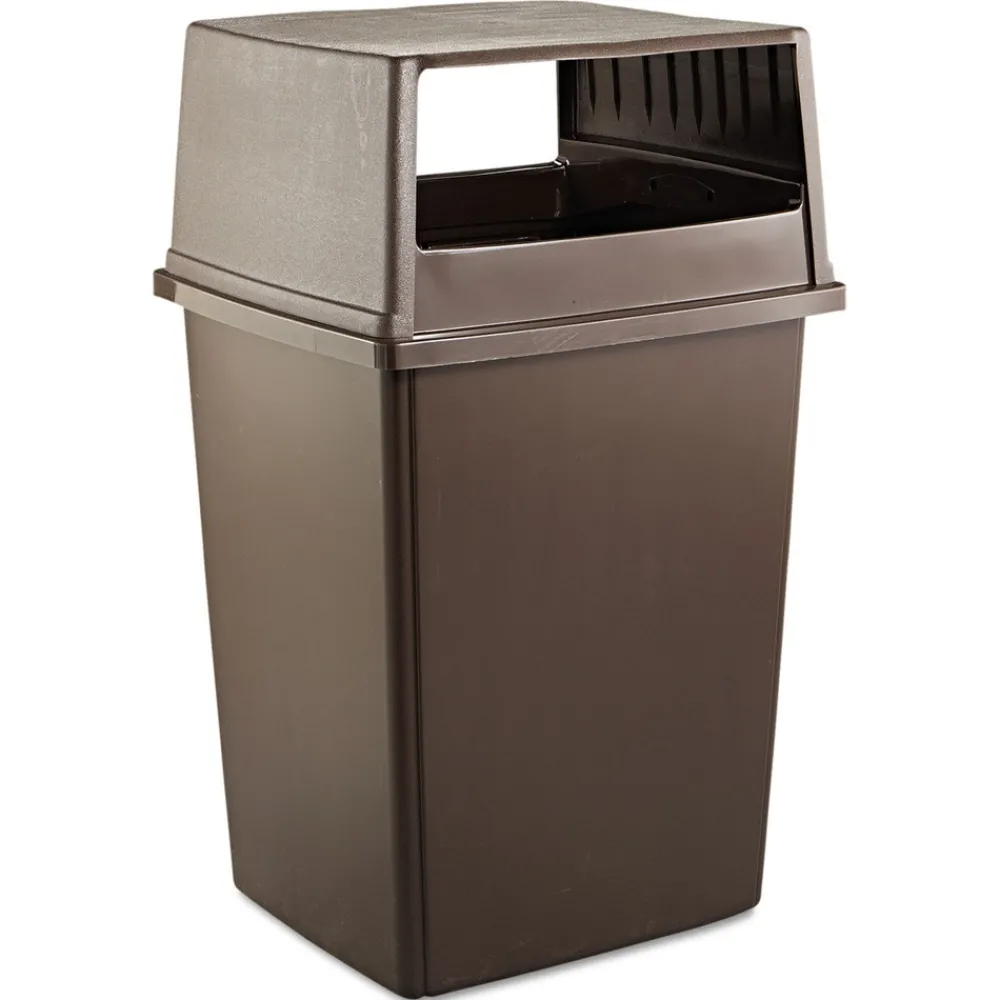 23 in. x 26.63 in. x 13 in. Hooded Top Glutton Receptacle without Door - Brown Trash & Waste Bins