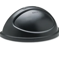 Sale 21.38 in. x 12.38 in. x 9.13 in. Untouchable Plastic Half-Round Lid - Black Trash & Waste Bins
