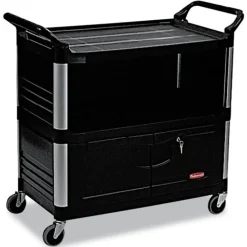 Best 40.63 in. x 20.75 in. x 37.81 in. 300 lbs. Capacity 3 Shelves Plastic Xtra Equipment Cart - Black Utility Carts