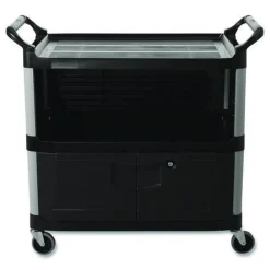 Best 40.63 in. x 20.75 in. x 37.81 in. 300 lbs. Capacity 3 Shelves Plastic Xtra Equipment Cart - Black Utility Carts