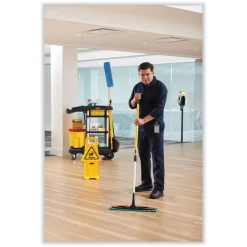 19.5 in. x 5.5 in. Microfiber Head 48 in. to 72 in. Aluminum Handle Adaptable Flat Mop Kit - Blue/Yellow Cleaning & Janitorial Supplies