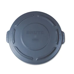 New 19.88 in. BRUTE Self-Draining Flat Top Lids for 20 gal. Round BRUTE Containers - Gray Trash & Waste Bins