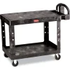Sale 25.25 in. x 44 in. x 38.13 in. 500 lbs. Capacity 2 Flat Shelves Plastic Utility Cart - Black Utility Carts