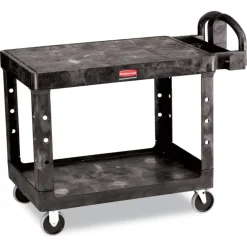 Sale 25.25 in. x 44 in. x 38.13 in. 500 lbs. Capacity 2 Flat Shelves Plastic Utility Cart - Black Utility Carts