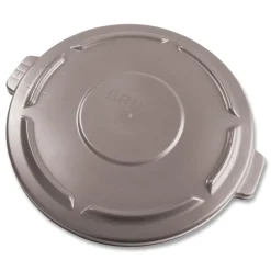 Online 22.25 in. BRUTE Self-Draining Flat Top Lids for 32 gal. Round BRUTE Containers - Gray Trash & Waste Bins