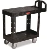 Online 19.19 in. x 37.88 in. x 33.33 in. 500 lb. Capacity Plastic Flat Shelf Utility Cart - Black Cleaning & Janitorial Supplies
