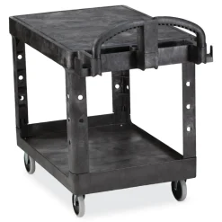 Online 19.19 in. x 37.88 in. x 33.33 in. 500 lb. Capacity Plastic Flat Shelf Utility Cart - Black Cleaning & Janitorial Supplies