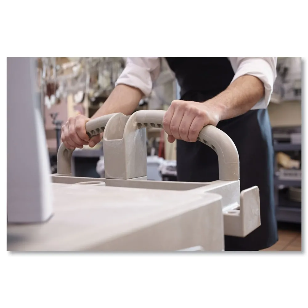 Online 19.19 in. x 37.88 in. x 33.33 in. 500 lb. Capacity Plastic Flat Shelf Utility Cart - Black Cleaning & Janitorial Supplies