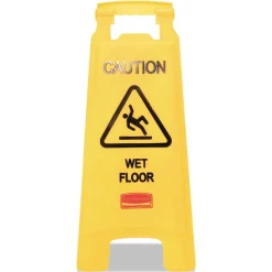 Best 11 in. x 12 in. x 25 in. Caution Wet Floor Sign - Bright Yellow (6/Carton) Floor Signs