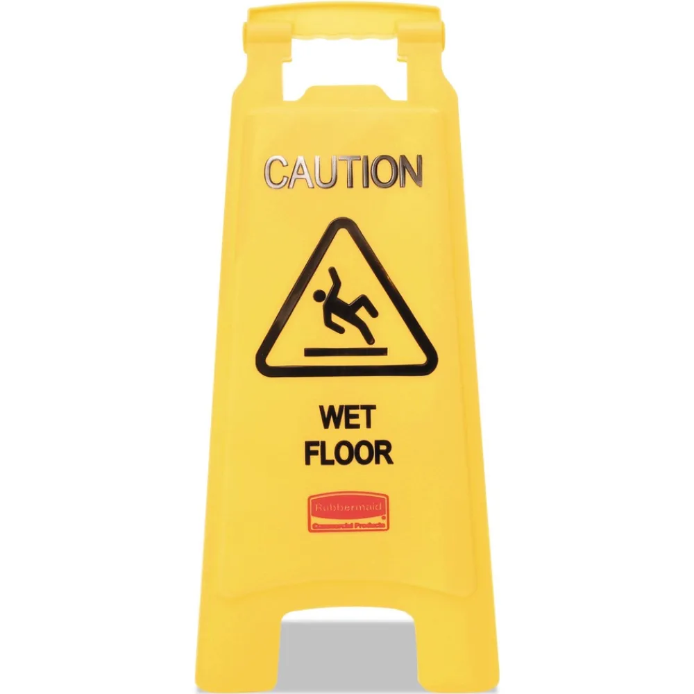 Best 11 in. x 12 in. x 25 in. Caution Wet Floor Sign - Bright Yellow (6/Carton) Floor Signs