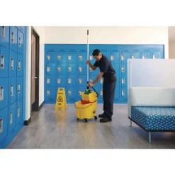 Best 11 in. x 12 in. x 25 in. Caution Wet Floor Sign - Bright Yellow (6/Carton) Floor Signs