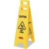 Clearance 12 in. x 16 in. x 38 in. 4-Sided Caution Wet Floor Sign - Yellow Floor Signs