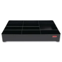 18.75 in. x 3.62 in. 11-Section Amenity Organizer for all Full-Size and Compact Housekeeping Carts - Black Cleaning & Janitorial Supplies