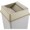 Clearance 20.13 in. Plastic Untouchable Square Swing Top Lid - Beige Trash & Waste Bins