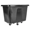 Online 400 lbs. Capacity 12 cu-ft. Polyethylene/Metal Frame Medium-Density Cube Truck - Black Trash & Waste Bins