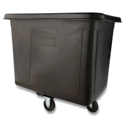 Online 400 lbs. Capacity 12 cu-ft. Polyethylene/Metal Frame Medium-Density Cube Truck - Black Trash & Waste Bins