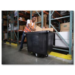 Online 400 lbs. Capacity 12 cu-ft. Polyethylene/Metal Frame Medium-Density Cube Truck - Black Trash & Waste Bins