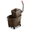 Hot 35 qt. WaveBrake 2.0 Side-Press Plastic Bucket/Wringer Combos - Brown Cleaning & Janitorial Supplies