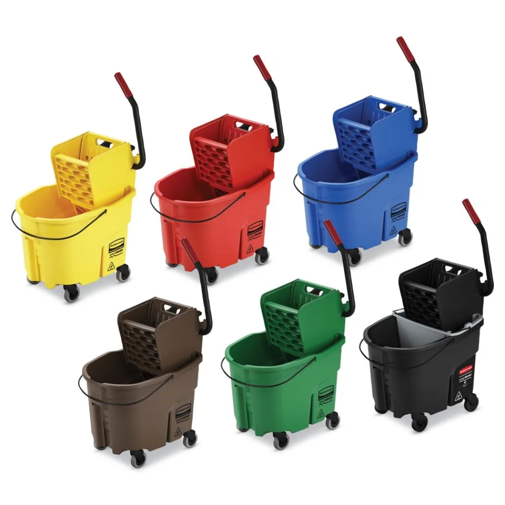 Hot 35 qt. WaveBrake 2.0 Side-Press Plastic Bucket/Wringer Combos - Brown Cleaning & Janitorial Supplies