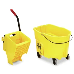 Hot 35 qt. WaveBrake 2.0 Side-Press Plastic Bucket/Wringer Combos - Yellow Cleaning & Janitorial Supplies