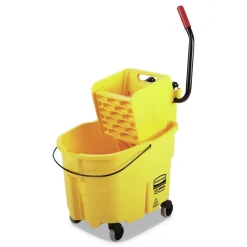 Hot 35 qt. WaveBrake 2.0 Side-Press Plastic Bucket/Wringer Combos - Yellow Cleaning & Janitorial Supplies