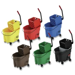 Outlet 35 qt. WaveBrake 2.0 Down-Press Plastic Bucket/Wringer Combos - Black Cleaning & Janitorial Supplies
