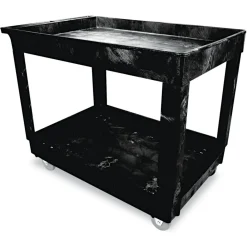 Outlet 2 Shelves Plastic 500 lbs. Capacity 24 in. x 40 in. x 31.25 in. Service/Utility Carts - Black Utility Carts