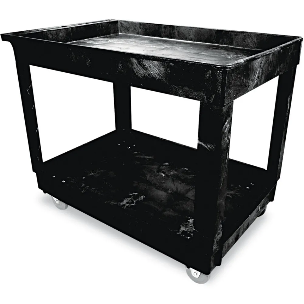 Outlet 2 Shelves Plastic 500 lbs. Capacity 24 in. x 40 in. x 31.25 in. Service/Utility Carts - Black Utility Carts