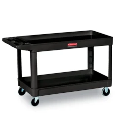 Outlet 2 Shelves Plastic 500 lbs. Capacity 24 in. x 40 in. x 31.25 in. Service/Utility Carts - Black Utility Carts
