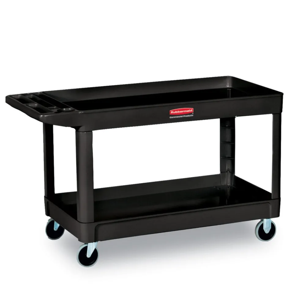Outlet 2 Shelves Plastic 500 lbs. Capacity 24 in. x 40 in. x 31.25 in. Service/Utility Carts - Black Utility Carts