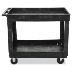 Outlet 2 Shelves Plastic 500 lbs. Capacity 24 in. x 40 in. x 31.25 in. Service/Utility Carts - Black Utility Carts