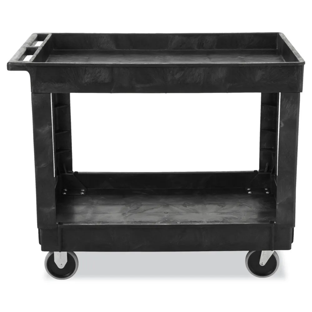 Outlet 2 Shelves Plastic 500 lbs. Capacity 24 in. x 40 in. x 31.25 in. Service/Utility Carts - Black Utility Carts