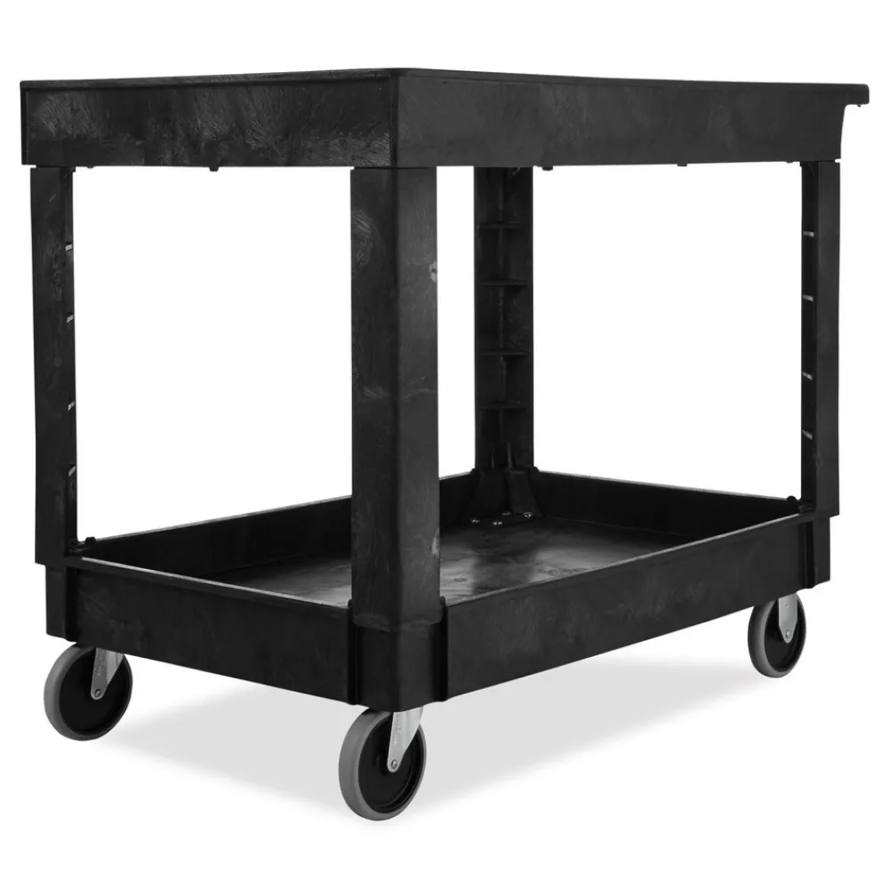 Outlet 2 Shelves Plastic 500 lbs. Capacity 24 in. x 40 in. x 31.25 in. Service/Utility Carts - Black Utility Carts