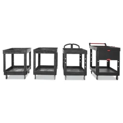 Outlet 2 Shelves Plastic 500 lbs. Capacity 24 in. x 40 in. x 31.25 in. Service/Utility Carts - Black Utility Carts