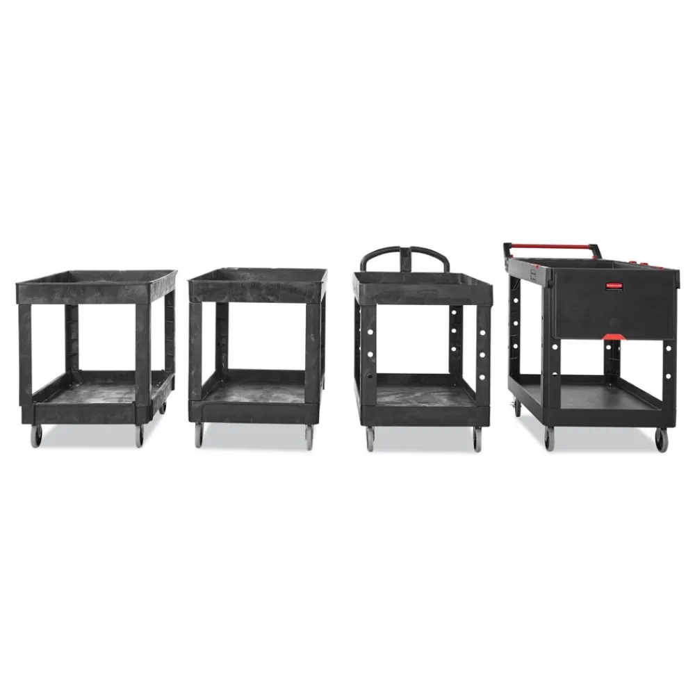 Outlet 2 Shelves Plastic 500 lbs. Capacity 24 in. x 40 in. x 31.25 in. Service/Utility Carts - Black Utility Carts