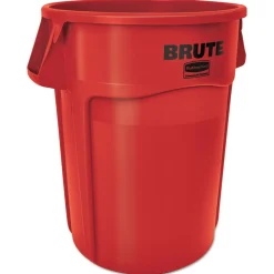 Clearance BRUTE 44 Gallon Vented Plastic Round Container - Red Trash & Waste Bins