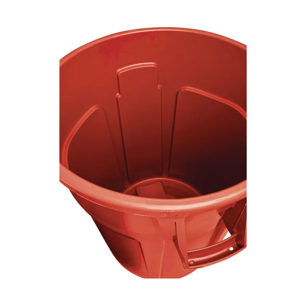 Clearance BRUTE 44 Gallon Vented Plastic Round Container - Red Trash & Waste Bins