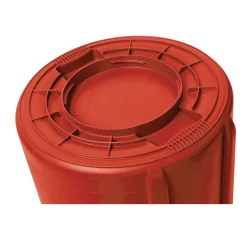 Clearance BRUTE 44 Gallon Vented Plastic Round Container - Red Trash & Waste Bins