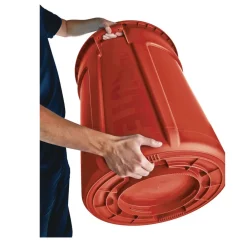 Clearance BRUTE 44 Gallon Vented Plastic Round Container - Red Trash & Waste Bins