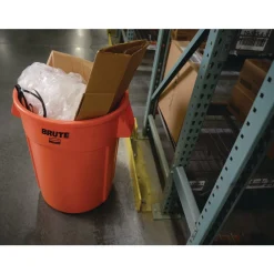 Brute 32 gal Resin Container - Round Orange Trash & Waste Bins