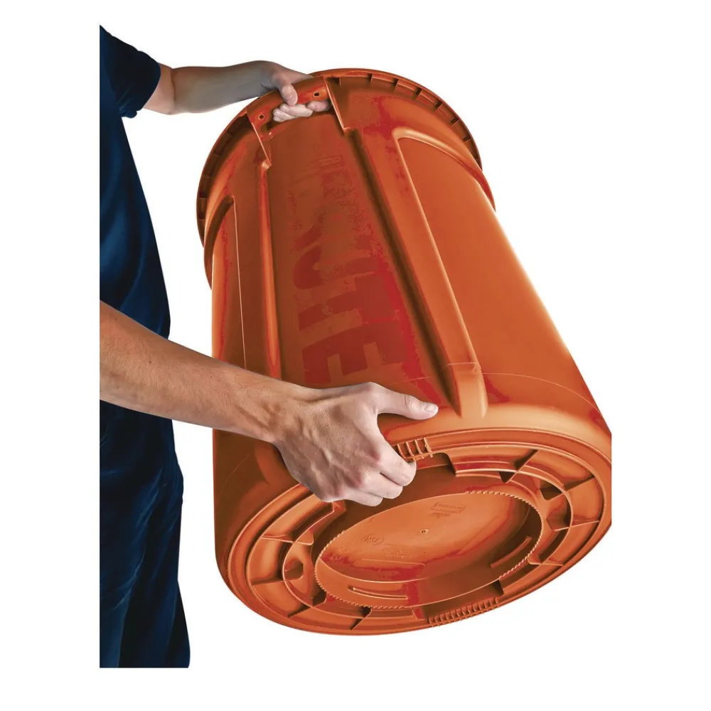 Brute 32 gal Resin Container - Round Orange Trash & Waste Bins