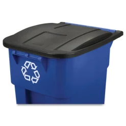 Outlet Brute 50-Gallon Square Recycling Rollout Container - Blue Trash & Waste Bins
