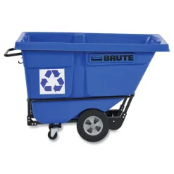 Hot BRUTE 1,250 lb Capacity 1 cu. Yd. Plastic/Steel Frame Rotomolded Recycling Tilt Truck - Blue Trash & Waste Bins