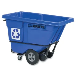 Hot BRUTE 1,250 lb Capacity 1 cu. Yd. Plastic/Steel Frame Rotomolded Recycling Tilt Truck - Blue Trash & Waste Bins