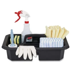 Clearance Cleaning Caddy Compatible with Full-Size and Compact Housekeeping Carts - Black (6/Carton) Cleaning & Janitorial Supplies