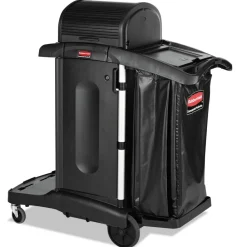 Executive High Security 23.1 in. x 39.6 in. x 27.5 in. Janitorial Cleaning Cart - Black Cleaning & Janitorial Supplies