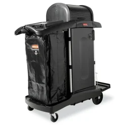 Executive High Security 23.1 in. x 39.6 in. x 27.5 in. Janitorial Cleaning Cart - Black Cleaning & Janitorial Supplies
