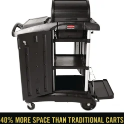 Executive High Security 23.1 in. x 39.6 in. x 27.5 in. Janitorial Cleaning Cart - Black Cleaning & Janitorial Supplies