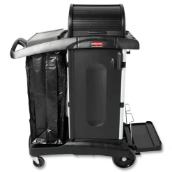 Executive High Security 23.1 in. x 39.6 in. x 27.5 in. Janitorial Cleaning Cart - Black Cleaning & Janitorial Supplies
