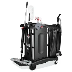 Executive High Security 23.1 in. x 39.6 in. x 27.5 in. Janitorial Cleaning Cart - Black Cleaning & Janitorial Supplies